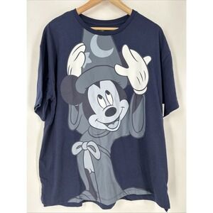 Disney parks 2025 Sorcerer Mickey T Shirt Sz L Double Sided Blue NWT